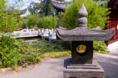 Close-up of sculpture in park