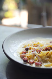 Close-up of breakfast served in plate