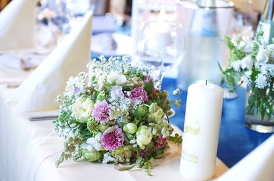 Flower pot on table