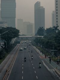 High angle view of city street