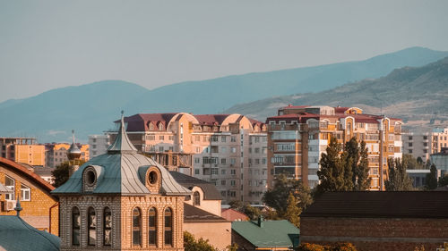 High angle view of buildings in city