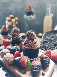 Close-up of ice cream on table