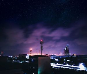 Illuminated city at night