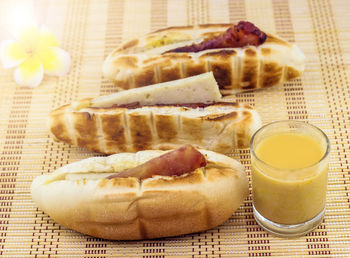 Close-up of breakfast on table