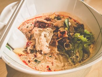 High angle view of meal served in plate