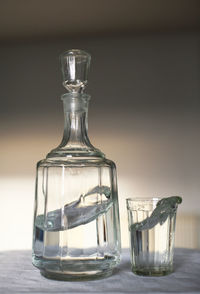 Close-up of water in glass on table