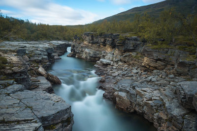 Water flowing through rocks