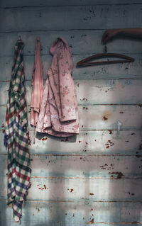 Clothes hanging on wall