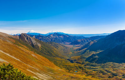 Mountain valley in the crater of an extinct volcano on kamchatka