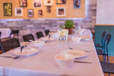 Close-up of dining table in restaurant