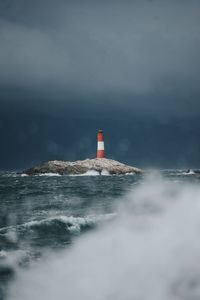 Lighthouse island with waves 