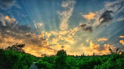 Low angle view of dramatic sky during sunset