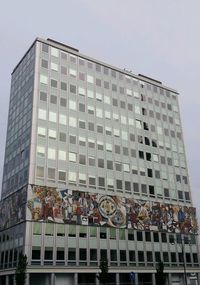 Low angle view of modern building against sky