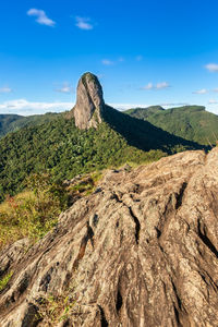 Rock formations on landscape against sky