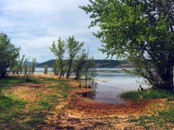 Scenic view of lake against sky