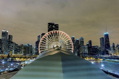 City lit up at night
