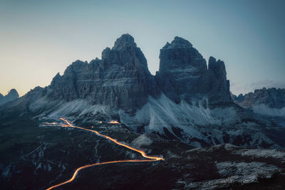 Scenic view of mountains against clear sky