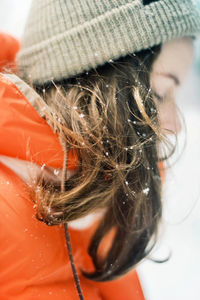 Close-up portrait of a beautiful young woman