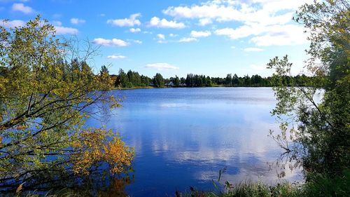 Scenic view of lake against sky