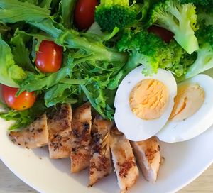 Directly above shot of salad served in plate