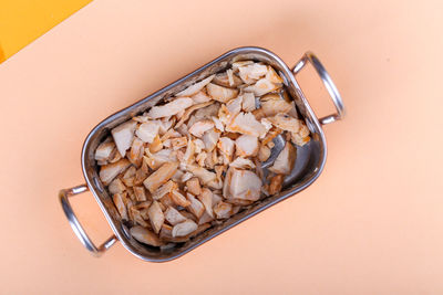 High angle view of ice cream in bowl