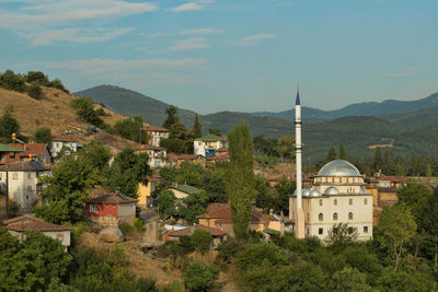 High angle view of residential district