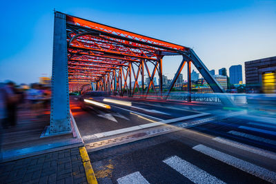 View of bridge against clear blue sky