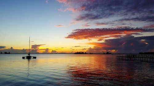 Scenic view of sunset over sea