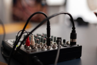 Close-up of sound mixer