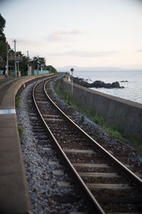 Evening view of chiwata station, nagasaki, japan, which is located right by the sea