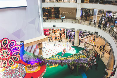 High angle view of people in shopping mall