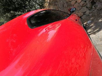 Close-up of red car