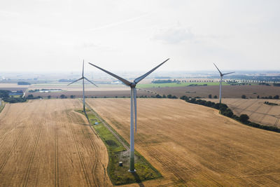 Wind turbines at field