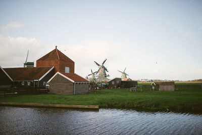 Traditional windmill against sky