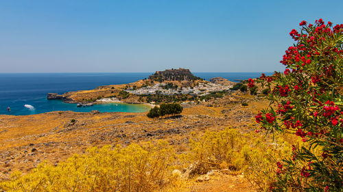 Scenic view of sea against clear sky