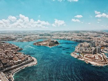 High angle view of sea against sky