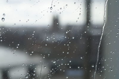 Close-up of water drops on glass