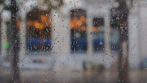 Close-up of water drops on glass window