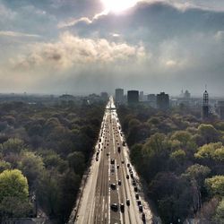 High angle view of city street