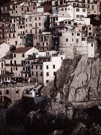 High angle view of buildings in city