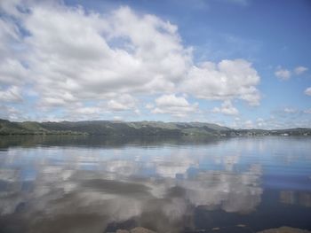 Scenic view of lake against sky