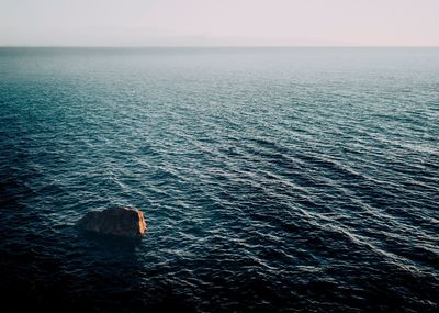 High angle view of sea against clear sky