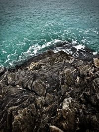 High angle view of sea waves