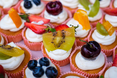 Close-up of fruits on cake