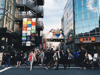 People walking in city