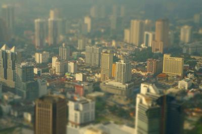 Aerial view of modern buildings in city