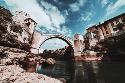 Bridge over river against sky