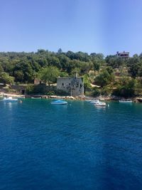 Scenic view of sea against clear sky