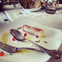 Close-up of fork on table