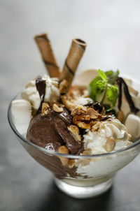 Close-up of ice cream in bowl